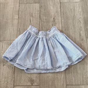Girls Crewcuts Light Blue and White Striped Seersucker Skirt, Size 4-5